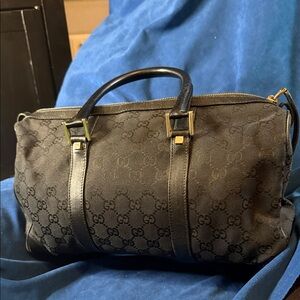 Auth Gucci 000.0846 GG Canvas Leather Black Mini Boston Bag NS101097.unique lock